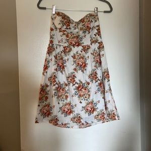 white and pink floral print size medium papaya brand dress